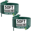 HUANCHAIN Indoor Outdoor Green Extension Cord 50 ft 2pcs Waterproof