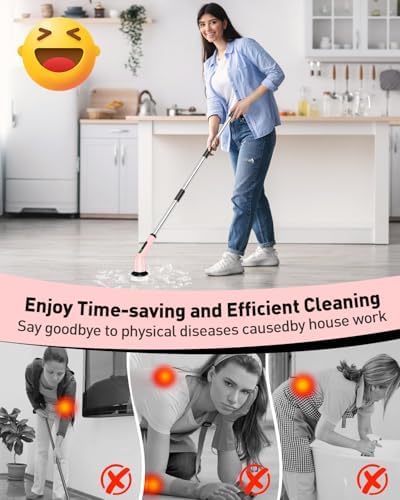 Electric Spin Scrubber for Bathroom, Shower Scrubber with Long Handle