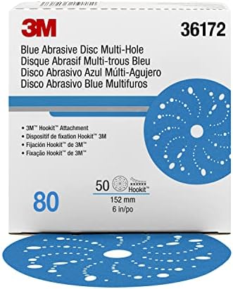 3M Hookit Blue Abrasive Disc, 321U, 36172, 6 in, 80+ Grade, Multi-Hole