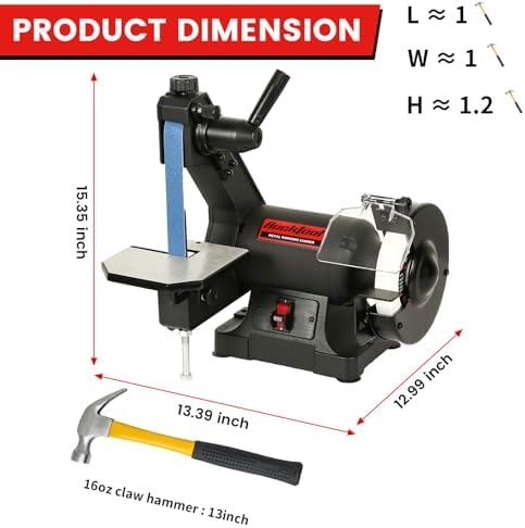 BUCKTOOL Low Speed Belt Grinder Combo for Metal,1x30" Belt,6" Grinder,2.1A
