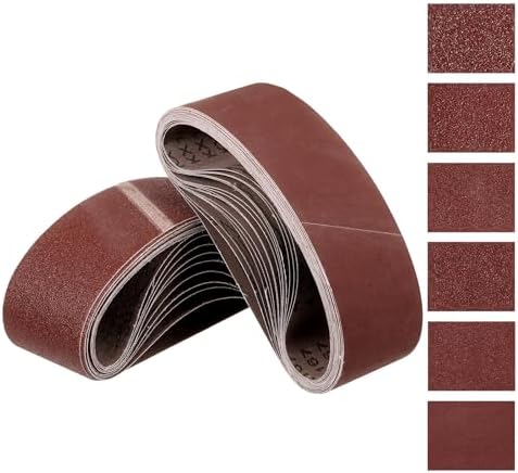 18 Pcs Sanding Belts 3 x 21 Inch 40/80/120/150/240/400 Grit