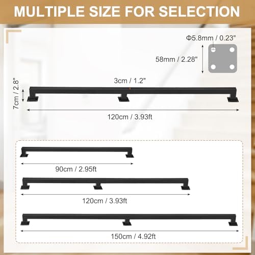DTGN Stair Railing Indoor 4FT - Square Tube Handrail Metal Staircase Wall Mounted Handrails for Home Indoor Stairs Loft - Non-Slip W/Screws & Expansion Tube & Hex Wrench - Black