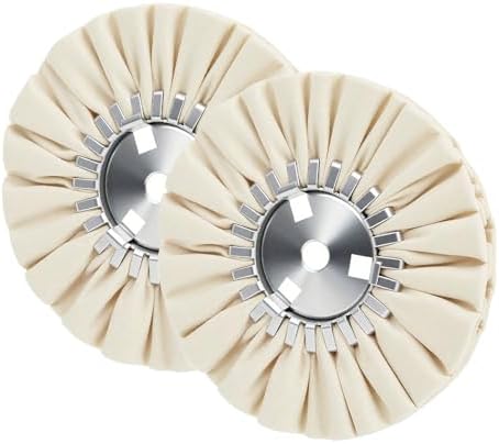 8" White Airway Buffing Wheel, 5/8" Arbor, 16-Ply Fine Polishing Wheel for Angle Grinder, Final Polishing for Aluminum & Metal, Removes Micro-Haze, High Gloss Mirror Finish, 2 PCS