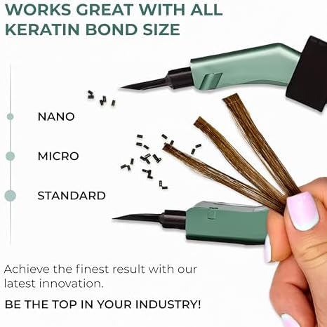 Professional Keratin Fusion Tool for Hair Extensions – Slim Long Heating Plates, Adjustable Temperature, Rapid Heat-UP, Seamless Fusion, Root Access, Salon-Quality Keratin Glue Gun (Mint Green)