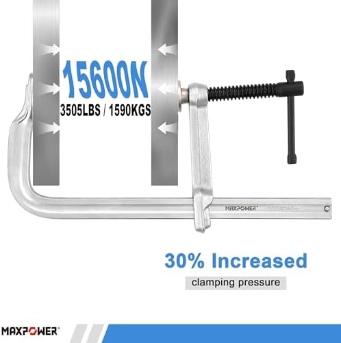 MAXPOWER Thick Rail F Clamp, 12" Opening, 5-5/8" Throat