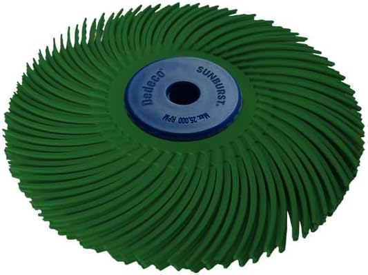 Dedeco Sunburst Radial Bristle Discs 4" x 1/2" Curved - Dark Green 50 Grit (Extra-Coarse) - Aluminum Oxide (TC Series) for Polishing & Finishing 1/Unit