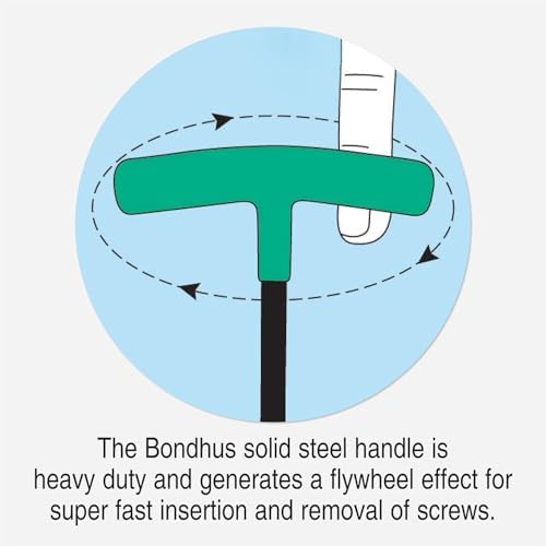 Bondhus 15390 9-Inch Length, Hex T-Handles with Stand, 3/32-to-3/8-Inch Sizes, 10 Piece Set