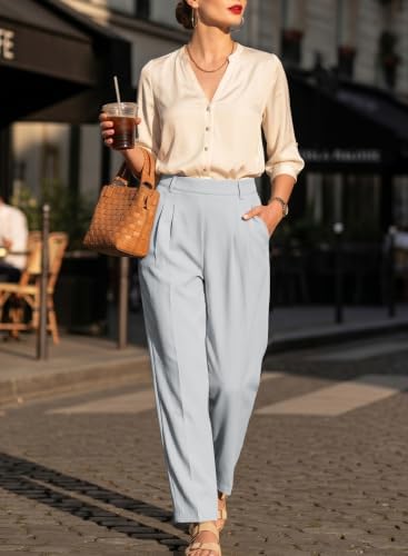 EVALESS Womens Wide Leg Barrel Pants with Pockets