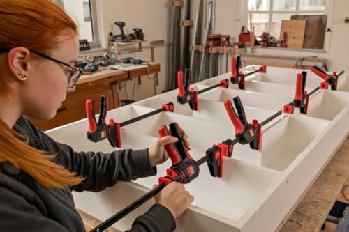 Bessey EZ360 EZ360-30 Single-Handed Clamp with Rotating Handle Clamping Width (Max.): 300 mm Projection Dimensions: 80, Black, Red