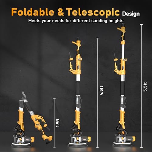 Electric Drywall Sander, 5 Speed 1000-2100RPM, Foldable & Extendable Handle