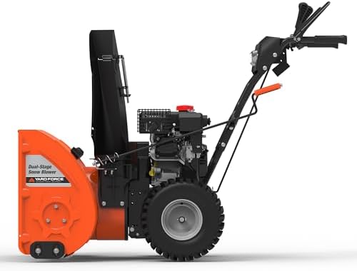 Yard Force YF24-DS21-GSB2 24-Inch Dual-Stage Gas Snow Blower, 208cc Briggs & Stratton Engine, Electric & Manual Start, LED Light, 6-Speed Self-Propelled Drive, 40-ft Throw Distance, Steel Auger