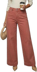 Dokotoo Women's Casual High Waisted Jeans Stretch Wide Leg Loose Denim Pant