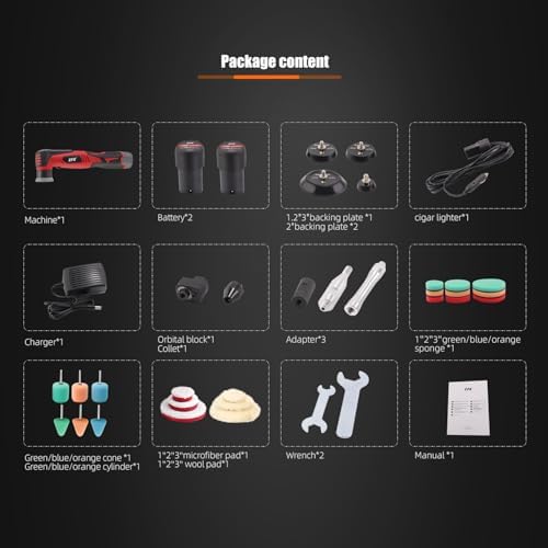Mini Oribtal Polisher Variable Speed Car Polisher 12V Car Detailing Machine, Rechargeable Batteries, Polisher for Car Detailing Polishing Cleaning