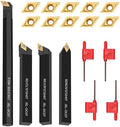 Indexable Lathe Turning Tool 1/2" 12mm Shank 14PCS Kit-4PCS Metal Lathe Tools Holder 10PCS DCMT21.51 Carbide Insert for Grooving Turning Boring SDNCN12120H07/SDJCR1212H07/S12M-SDUCR07/SDJCL1212H07