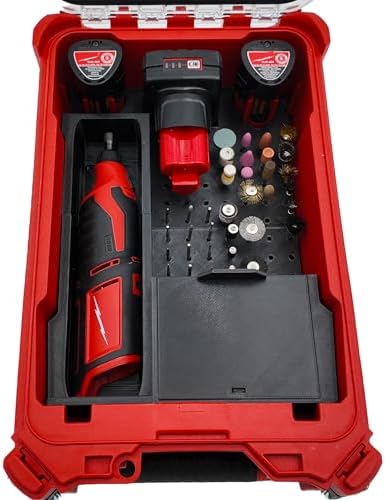 Tidy Tool Liner for M12 Rotary Packout Organizer with Drawer and Bit Storage for Milwaukee Packout Compact Tool Box- Battery, bits, and Blade Storage- Liner Only