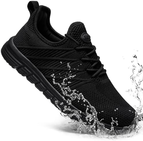 Non Slip Work Shoes for Women Slip On Sneakers, Black US 5-11