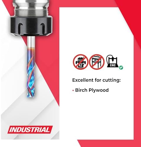 Amana Tool Spektra Extreme Tool Life Solid Carbide CNC Compression Spiral Router Bit, 46708-K, 1/4 D x 7/8 CH x 1/4 SHK x 2-1/2 Inch Long 3 Flute