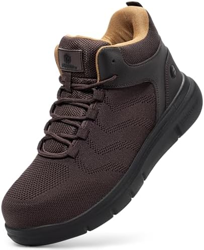 FitVille Extra Wide Work Boots for Men Composite Steel Toe Safety Boots High Top Work Shoes for Men