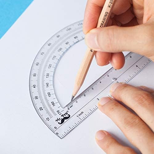 Mr. Pen- Protractor Set, 9 Pack, Clear Plastic 4", 6" & 360 Degree Protractors for Measuring Angles, Math, Geometry, Drafting, Classroom Supplies & Technical Drawing