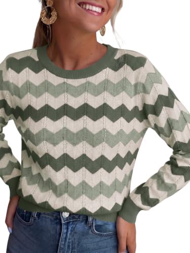 Womens Sweaters Crew Neck Long Sleeve Casual Fall Outfits Fashion Clothing