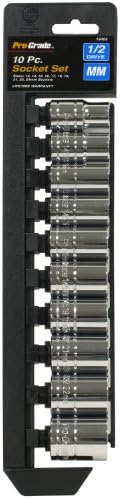 Prograde 10 PC. 1/2" DR. METRIC SOCKET SET WITH RAIL,1/2" mm,19405