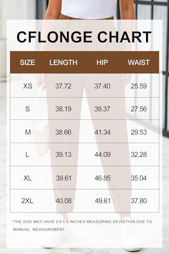 CFLONGE Womens Ankle Work Pants Trousers Casual Slacks