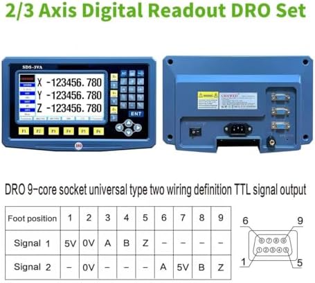 DRO Digital Readout 2 Axis 3 Axis 7″ LCD Screen DRO Readout Display Linear Scale for Bridgeport/Knee Mill Milling Machine Lathe Machine Tools (SDS-3VA-LCD)
