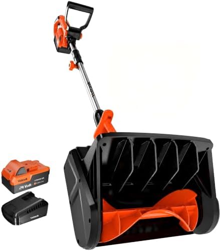 VOLTASK 24V Cordless Snow Shovel, 13 Inch Electric Snow Blower, 23 Ft Snow Thrower, 4Ah Battery Snow Shovel with Directional Plate & Adjustable Front Handle (Battery & Quick Charger Included), Black
