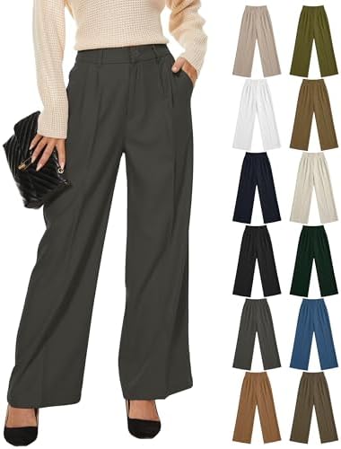 KICZOY Women Casual Wide Leg Dress Pants High Waist Lightweight Flowy Pants