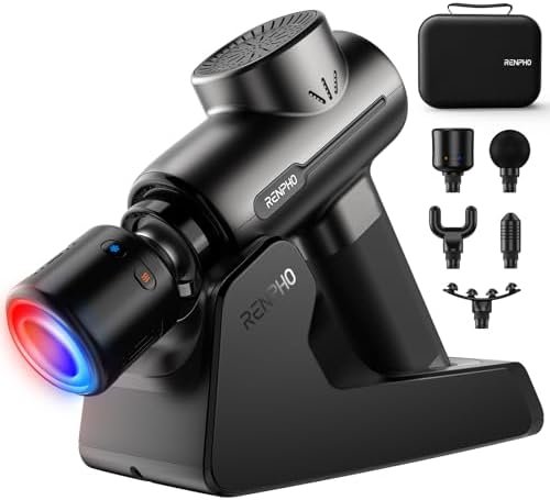RENPHO Active+ Thermacool Deluxe Massage Gun, Charging Stand, Heat and Cold