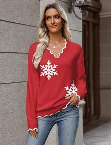 Zeagoo Women's 2026 Fall V Neck Sweater Long Sleeve Lightweight Knit Tops