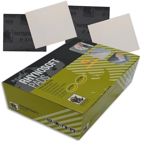Indasa Rhynosoft Foam Sanding Pads - 4.5" x 5.5",Hook and Loop, 320 Grit, Plusline, Flexible, Tear-Resistant, Ideal for Automotive, Wood, & Finishing (Pack of 20 Pads)