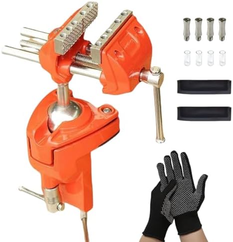 SYLPHID Bench Vise 3 Inch Heavy Duty, 360° Swivel Base & Clamp-On Workbench Vise, Cast Steel Multi-Purpose Table Vice for Woodworking, Metalworking, Drilling, Sawing, DIY Projects