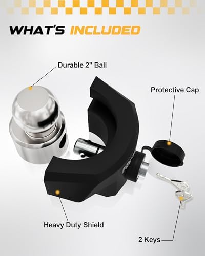 RETRUE Heavy Duty Trailer Lock for 2" Ball Hitch Coupler, Black