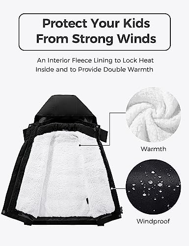 wantdo Boys' 3-in-1 Ski Jacket Fleece-Lined Winter Coat Hooded Raincoat