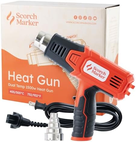 Scorch Marker Craft Heat Gun, 1500W Hot Air Tool for Wood Burning Projects