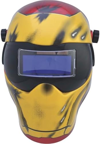 Save Phace Auto Darkening Welding Helmet Ironman EFP I Series - Ear to Ear vision Welder Hood Grinding Mask with External 2 x 4 Inch Adjustable ADF for SMAC/MIG/TIG/SPOT - 2 Sensors Solar Powered
