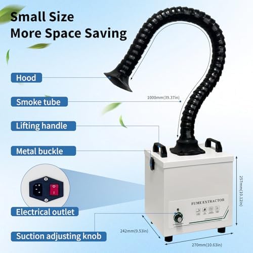 Fume Extractor with 3-Stage Filtration System 100W Smoke Absorber