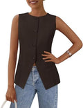 PRETTYGARDEN Women Tailored Suit Vest Business Casual Tops