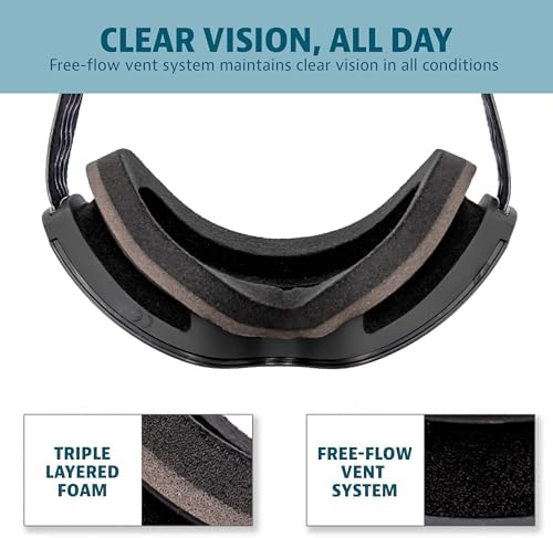 Yukon Charlie's Ropeline Adult Snow Goggles - Removable Magnetic Cylindrical Lens - Boosted Contrast, Reduced Glare, Anti-Fog