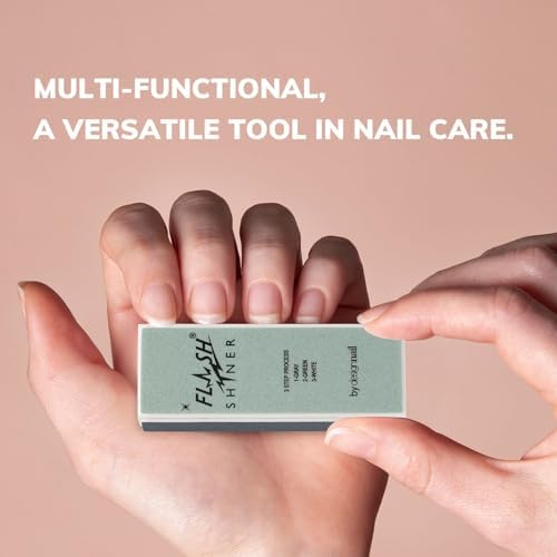 Flash Shiner® Block – 3-Way Nail Buffer (Gray/Black, Green & White) – Professional Nail Buffer for Natural Shine – Smooths, Conditions & Polishes – Manicure Tool for Home or Salon Use (Pack of 12)