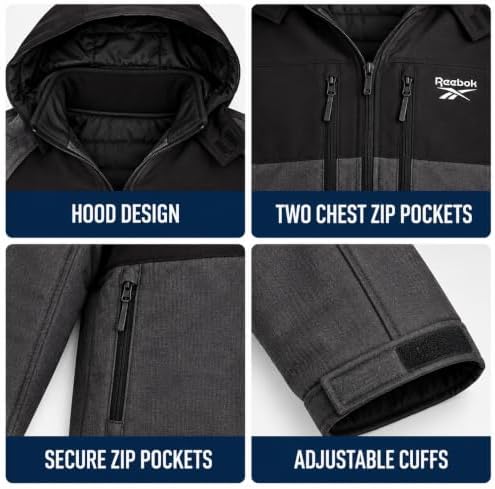 Reebok Mens 3-in-1 Softshell Systems Weather Resistant Midweight Jacket