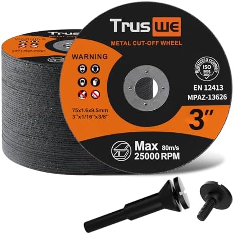 3 inch Cut Off Wheel - 25 Pack Cutting Disc with Mounting Mandrel Kit 1/4" 3/8" Arbor Stainless Steel Grinding Wheel for Angle Grinder