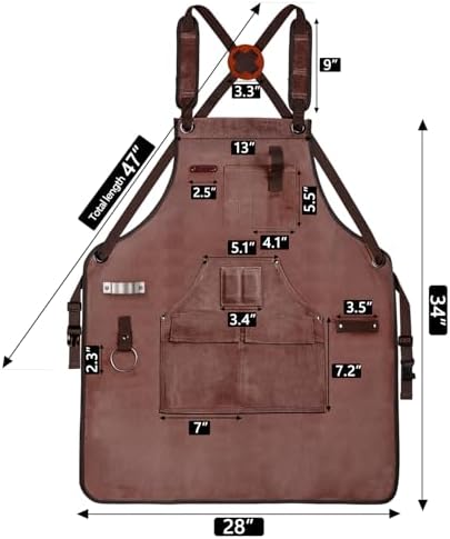 Woodworking Apron for Men, Shop Apron Bib Work Apron with 9 Tool Pockets