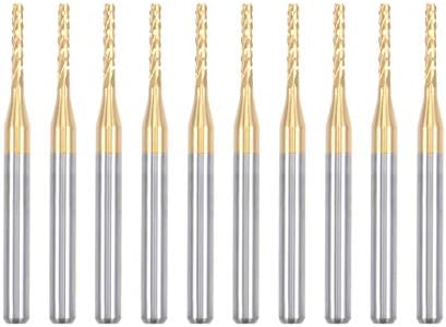 uxcell 10Pcs 1.5mm Titanium Coat Carbide End Mill Engraving Milling Cutter CNC Router Bits for PCB Machine, 1/8" Shank