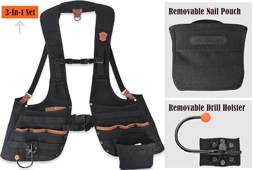 WELKINLAND Top-G Construction Leather tool vest, Electrician Tool Vest