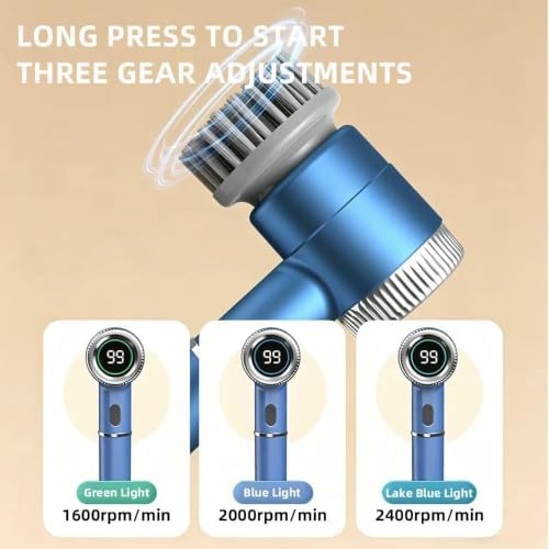 Cordless Electric Spin Scrubber with 5 Brush Heads, 3-Speed Cleaning Brush