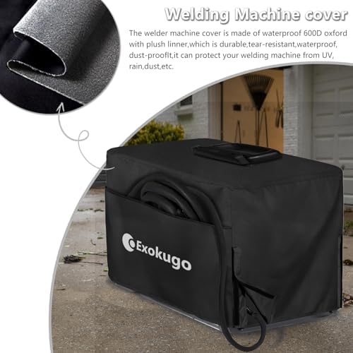 Premium Waterproof Welder Cover with Plush Liner- Heavy Duty 600D Welding Machine Cover, Protective Fit for TIG/MIG 100-210 Models(16.1"L x 8"W x 11"H)