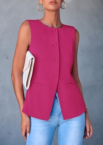 PRETTYGARDEN Women Tailored Suit Vest Business Casual Tops