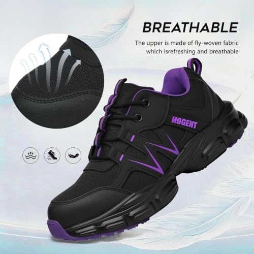 Hogent Steel Toe Shoes for Men Women - Non Slip & Lightweight Work Shoes